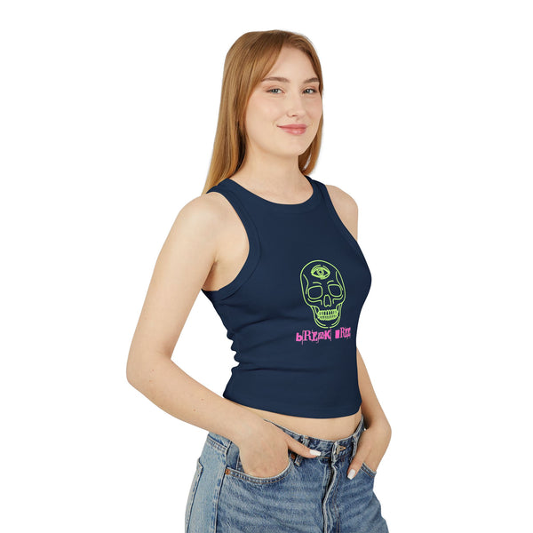 Edgy Women's Graphic Crop Tank Top - Break Free Skull Design