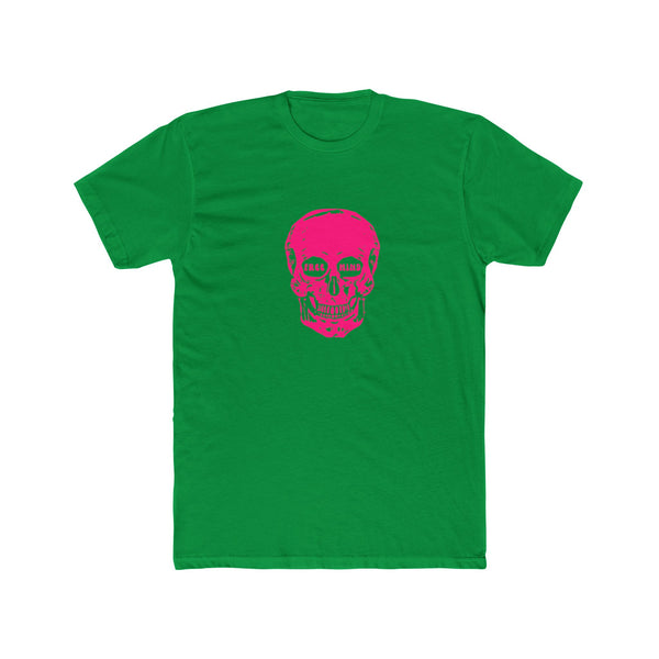 Fugitive Neon Pink Free Mind Skull Graphic Tee - Unisex Cotton Crew Shirt