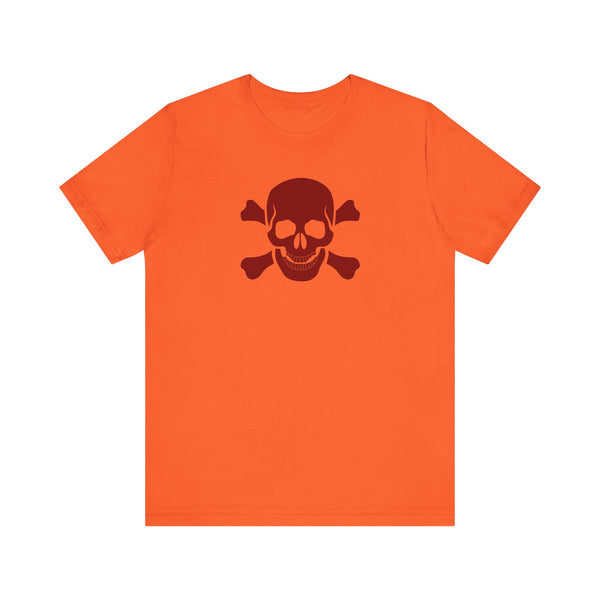 BURGUNDY Fugitive Skull and Crossbones Graphic Tee - Unisex Jersey Short Sleeve T-Shirt