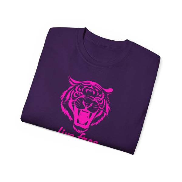 Neon Pink Live Free Tiger Graphic Tee - Unisex Ultra Cotton T-Shirt