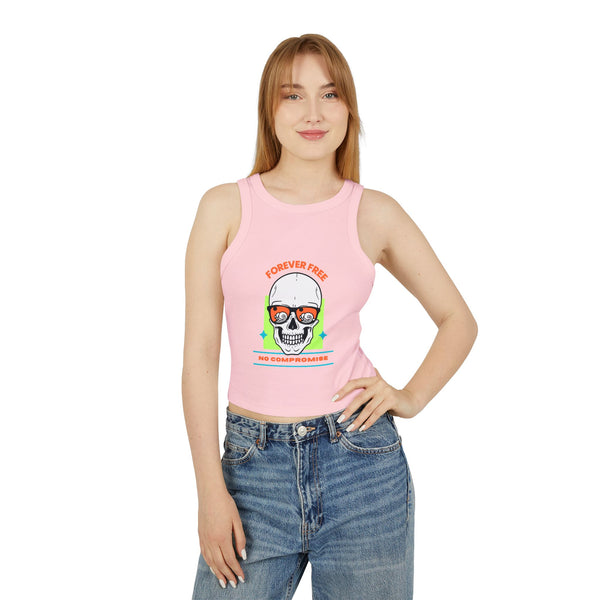 Skull Print Racer Tank Top - Forever Free, No Compromise