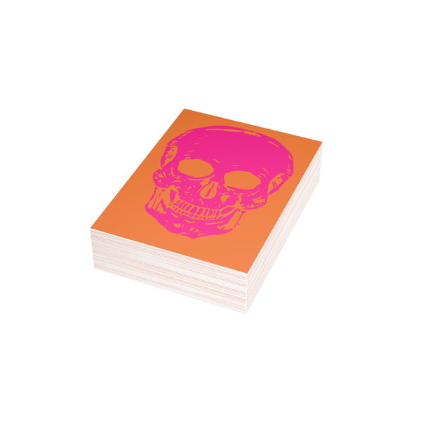 Vibrant PINK NEON Skull Postcard Bundle | Unique Correspondence Cards with Envelopes