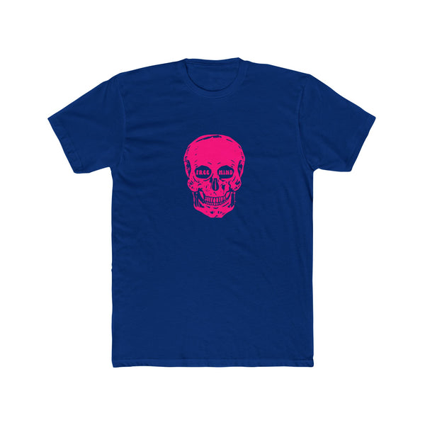 Fugitive Neon Pink Free Mind Skull Graphic Tee - Unisex Cotton Crew Shirt