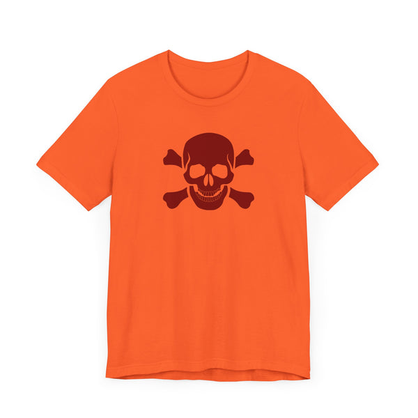 BURGUNDY Fugitive Skull and Crossbones Graphic Tee - Unisex Jersey Short Sleeve T-Shirt