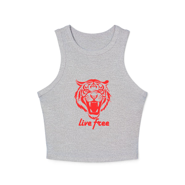 Live Free Tiger Graphic Racer Tank Top for Women