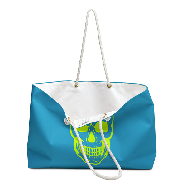 Live Free Neon Green Skull Weekender Bag - Stylish Travel Tote for Adventurers