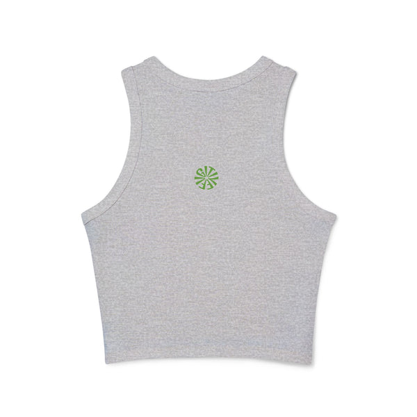 Edgy Women's Graphic Crop Tank Top - Break Free Skull Design