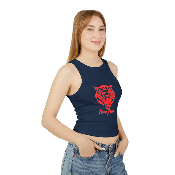 Live Free Tiger Graphic Racer Tank Top for Women