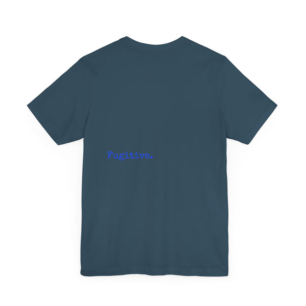 Neon Blue Skull Graphic Tee - Fugitive Statement T-shirt for Bold Style