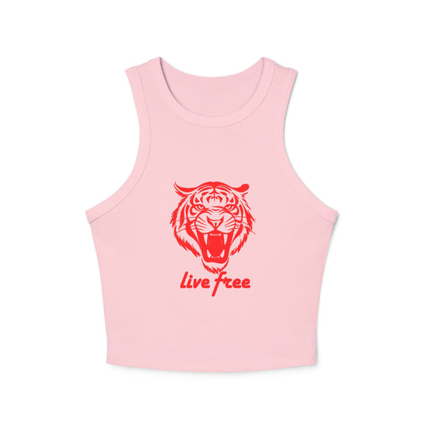 Live Free Tiger Graphic Racer Tank Top for Women
