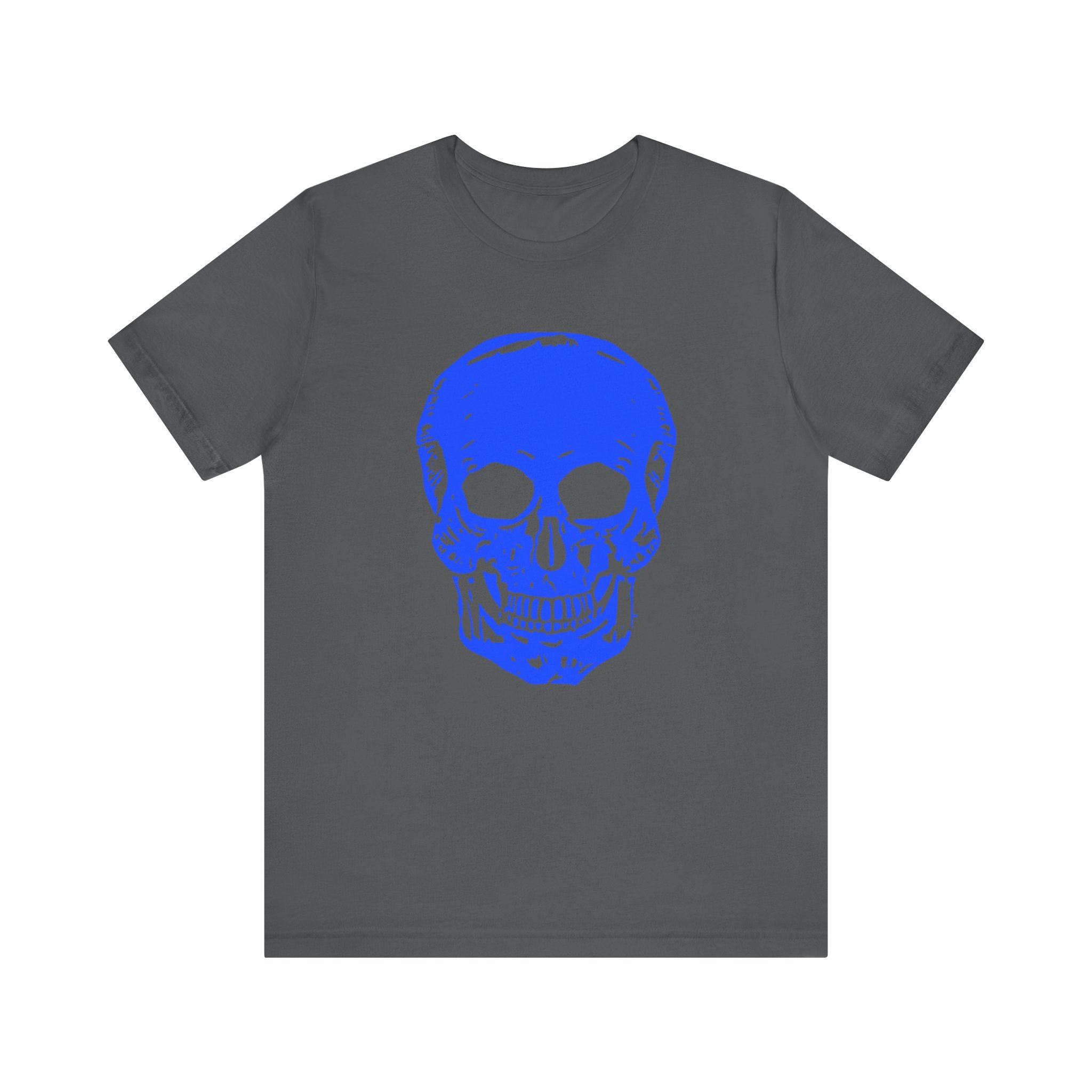 Neon Blue Skull Graphic Unisex Tee with 'Fugitive.' Text
