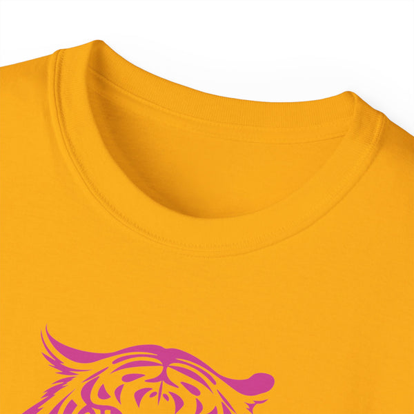 Fugitive Tees- Pink “Live Free” Jumbo Retro Roaring Tiger Head Graphic Tee