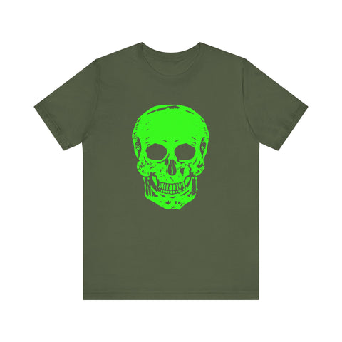 Unisex Neon Green Skull Graphic Tee - "Fugitive"
