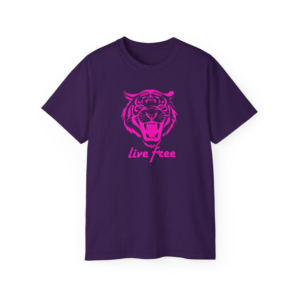 Neon Pink Live Free Tiger Graphic Tee - Unisex Ultra Cotton T-Shirt