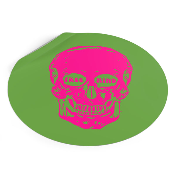 Bold "Free Mind" Round Vinyl Stickers - Funky Decor for Creative Souls