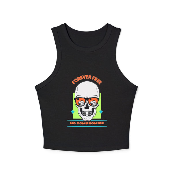 Skull Print Racer Tank Top - Forever Free, No Compromise