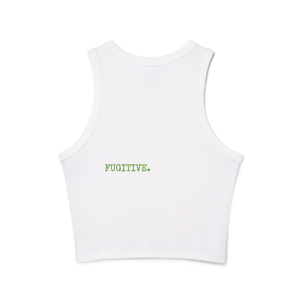 Women's Micro Rib Racer Tank Top - Neon Green Live Free Skull Design, Casual Summer Wear