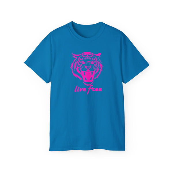 Neon Pink Live Free Tiger Graphic Tee - Unisex Ultra Cotton T-Shirt