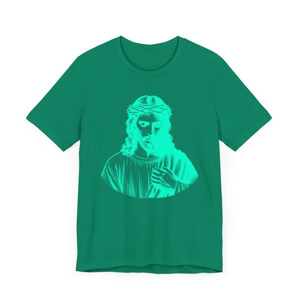 Neon Turquoise Jesus Graphic T-Shirt - Unisex Jersey Neon Turquoise Tee