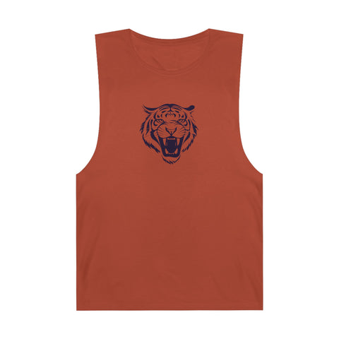 Navy Blue Fugitive Tiger Graphic Tank Top - Unisex Barnard Style