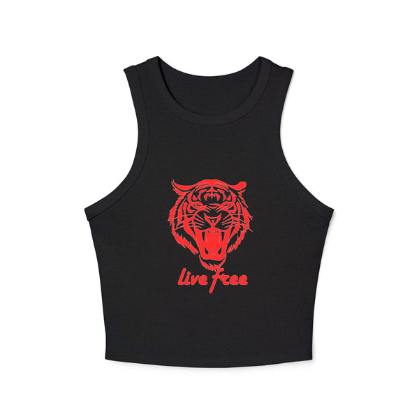 Live Free Tiger Graphic Racer Tank Top for Women
