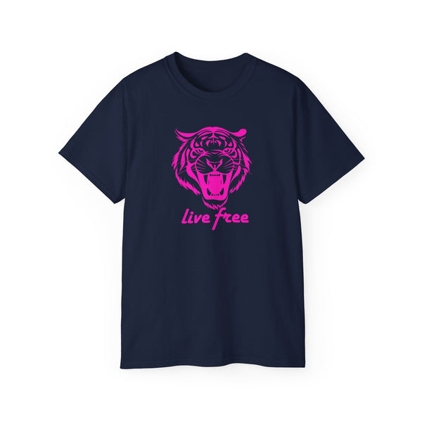 Neon Pink Live Free Tiger Graphic Tee - Unisex Ultra Cotton T-Shirt