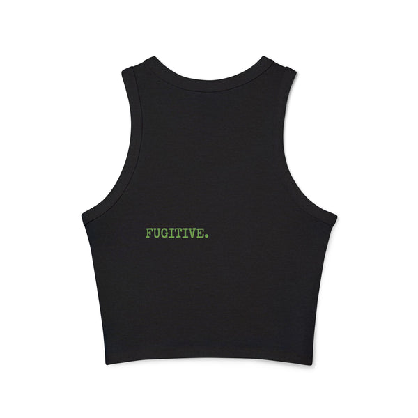 Women's Micro Rib Racer Tank Top - Neon Green Live Free Skull Design, Casual Summer Wear