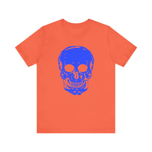 Neon Blue Skull Graphic Tee - Fugitive Statement T-shirt for Bold Style