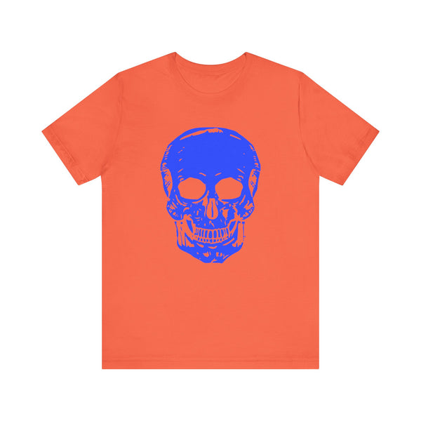 Neon Blue Skull Graphic Tee - Fugitive Statement T-shirt for Bold Style