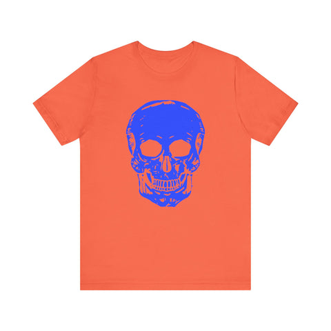 Neon Blue Skull Graphic Tee - Fugitive Statement T-shirt for Bold Style