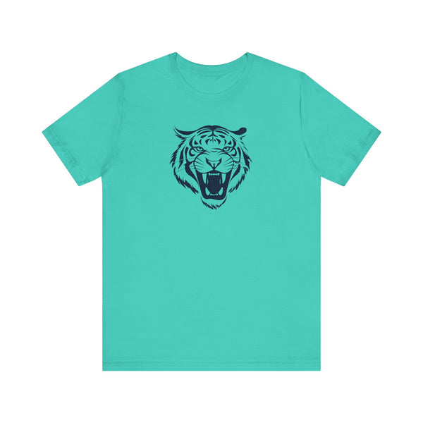Dark Navy Blue Tiger Graphic Tee - Unisex Short Sleeve Shirt with 'Fugitive' Design