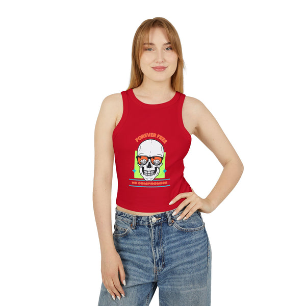 Skull Print Racer Tank Top - Forever Free, No Compromise