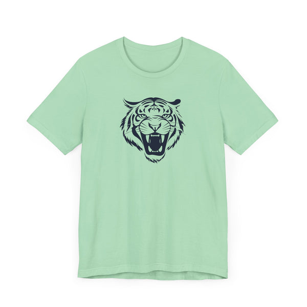 Dark Navy Blue Tiger Graphic Tee - Unisex Short Sleeve Shirt with 'Fugitive' Design