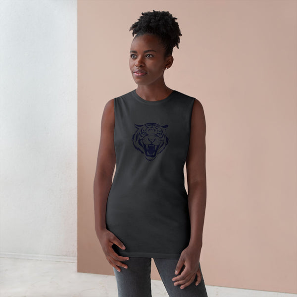 Navy Blue Fugitive Tiger Graphic Tank Top - Unisex Barnard Style