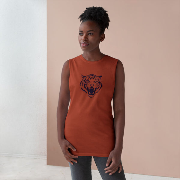 Navy Blue Fugitive Tiger Graphic Tank Top - Unisex Barnard Style