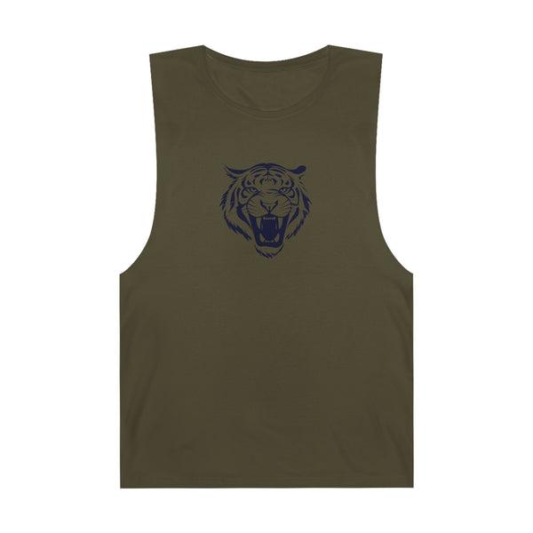 Navy Blue Fugitive Tiger Graphic Tank Top - Unisex Barnard Style