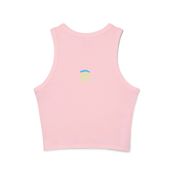 Deprogrammed Smiley Women's Micro Rib Racer Tank Top - Fun Summer Style