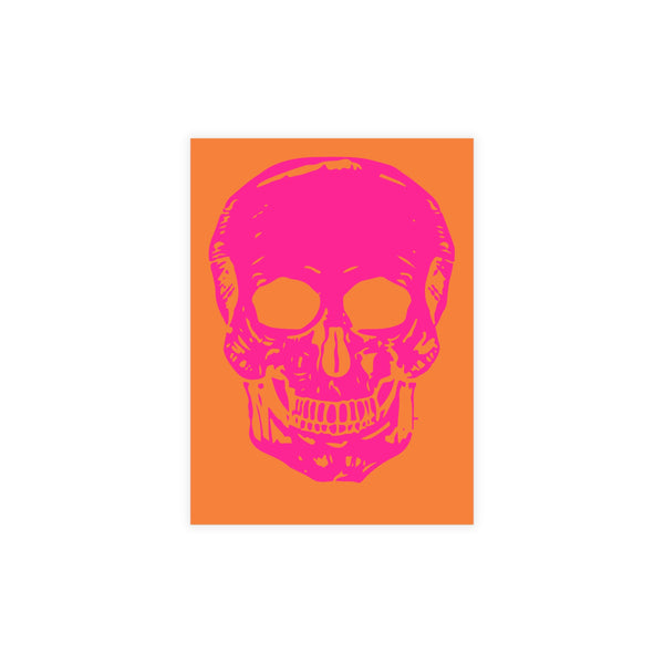 Vibrant PINK NEON Skull Postcard Bundle | Unique Correspondence Cards with Envelopes