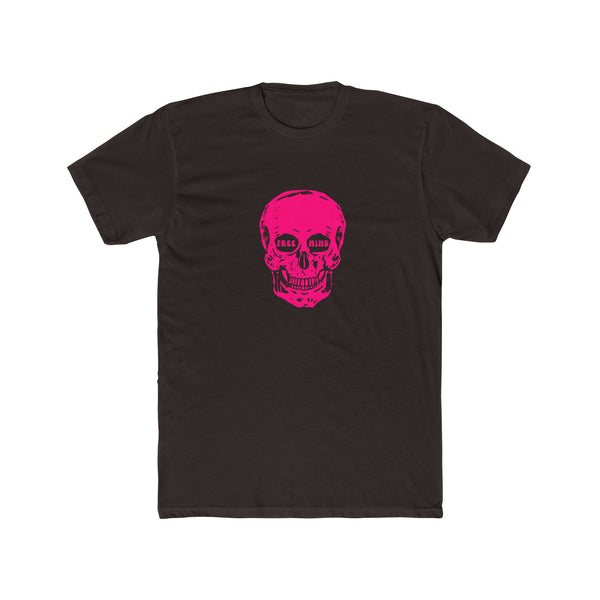 Fugitive Neon Pink Free Mind Skull Graphic Tee - Unisex Cotton Crew Shirt