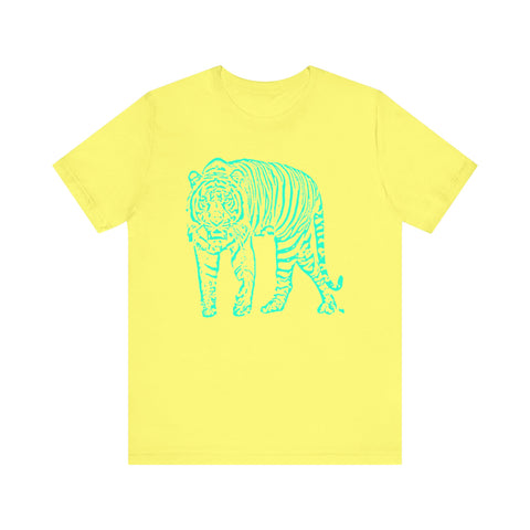 Aqua Neon Tiger Graphic Tee - Unisex Short Sleeve Shirt