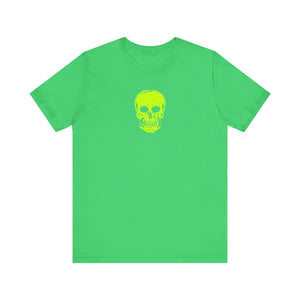 Neon Lime Green Skull Graphic Tee - Unisex Jersey Short Sleeve Shirt for Edgy Fashion Lovers