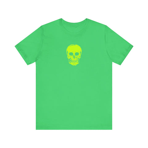 Neon Lime Green Skull Graphic Tee - Unisex Jersey Short Sleeve Shirt for Edgy Fashion Lovers