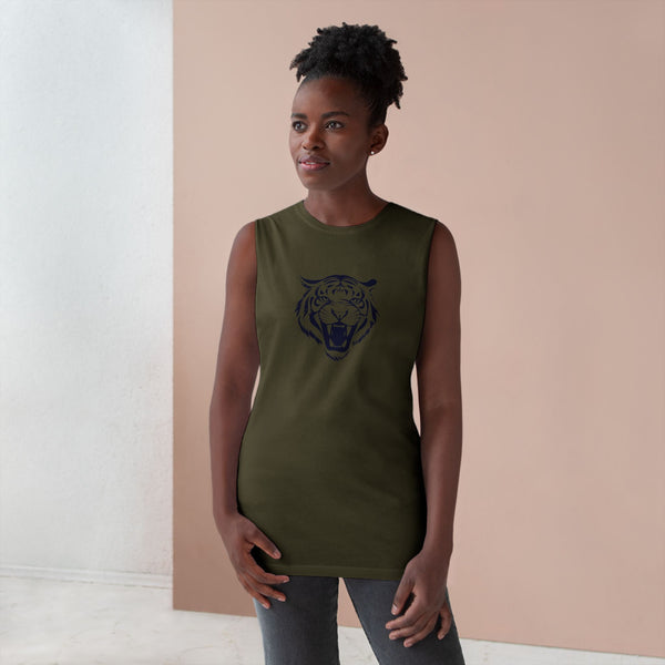 Navy Blue Fugitive Tiger Graphic Tank Top - Unisex Barnard Style