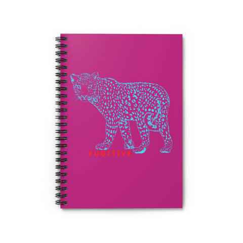 Fugitive Tiger Spiral Notebook with bold pink cover and tiger graphic.