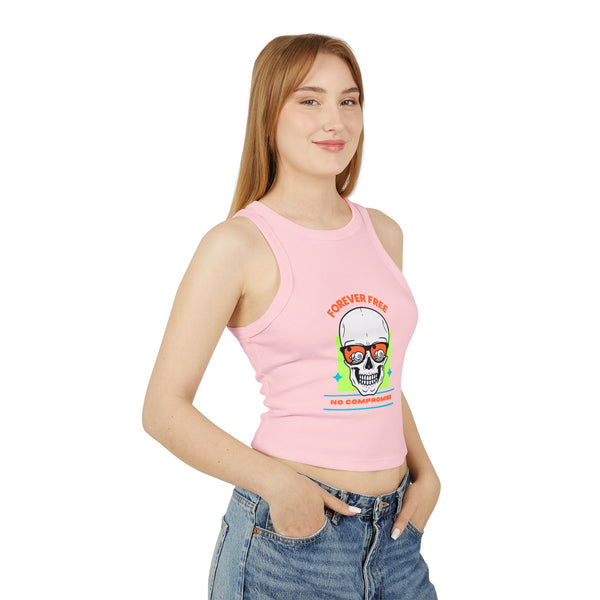 Skull Print Racer Tank Top - Forever Free, No Compromise