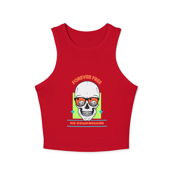 Skull Print Racer Tank Top - Forever Free, No Compromise