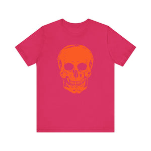 Neon Orange Fugitive Skull Graphic Tee - Unisex Jersey Short Sleeve T-Shirt