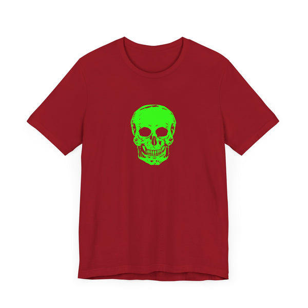 Chic Neon Lime Green Skull Graphic Tee - 'Fugitive.' Unisex Jersey T-Shirt