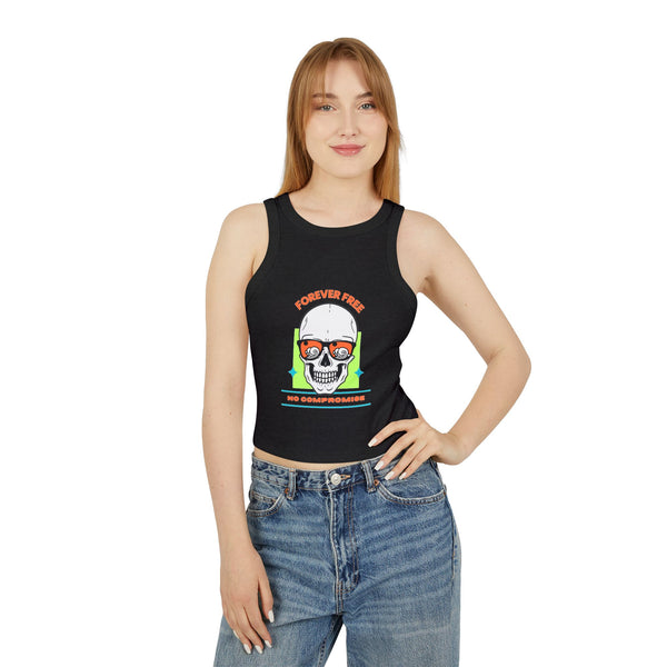 Skull Print Racer Tank Top - Forever Free, No Compromise