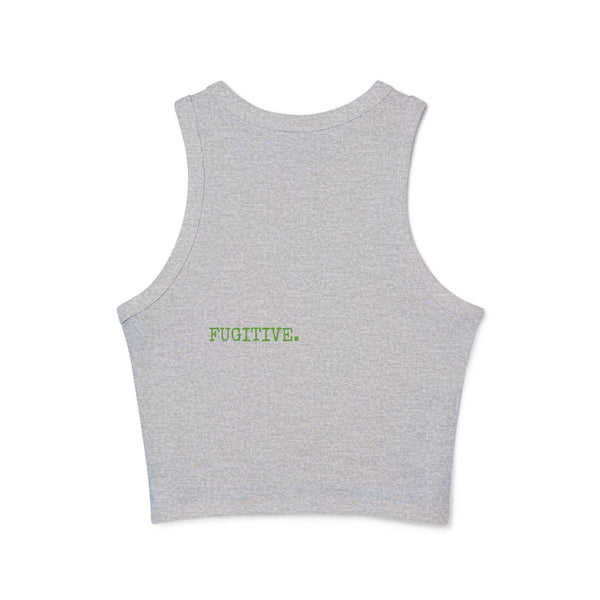 Women's Micro Rib Racer Tank Top - Neon Green Live Free Skull Design, Casual Summer Wear
